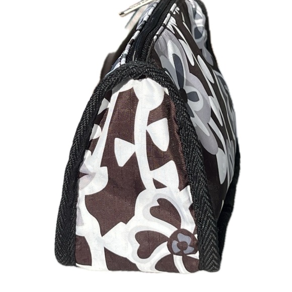 leSportsac Cosmetic Bag Hawaii Zippered Pouch Floral Black White Gray - Picture 15 of 17